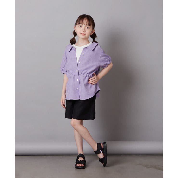 [100-130]【セットアップ対応】麻調タックキュロットパンツ | a.v.v【KIDS】 | 詳細画像16 