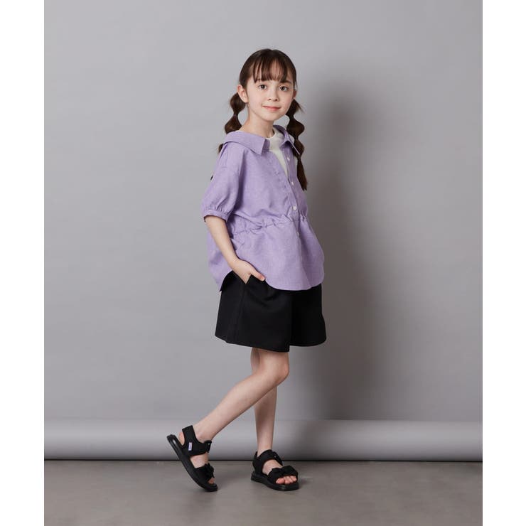 [100-130]【セットアップ対応】麻調タックキュロットパンツ | a.v.v【KIDS】 | 詳細画像17 