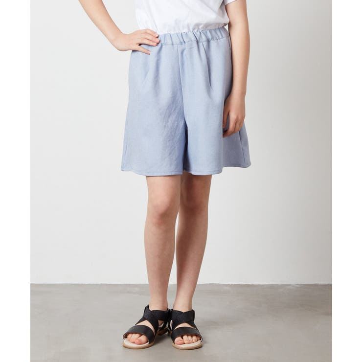 [100-130]【セットアップ対応】麻調タックキュロットパンツ | a.v.v【KIDS】 | 詳細画像21 