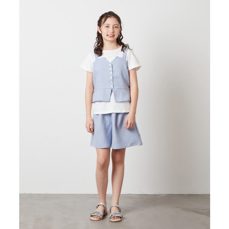 [100-130]【セットアップ対応】麻調タックキュロットパンツ | a.v.v【KIDS】 | 詳細画像30 