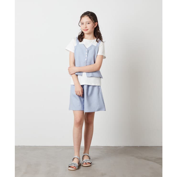 [100-130]【セットアップ対応】麻調タックキュロットパンツ | a.v.v【KIDS】 | 詳細画像31 