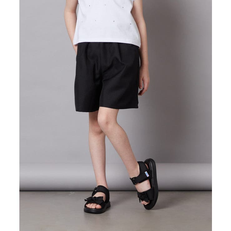 100-130]【セットアップ対応】麻調タックキュロットパンツ[品番