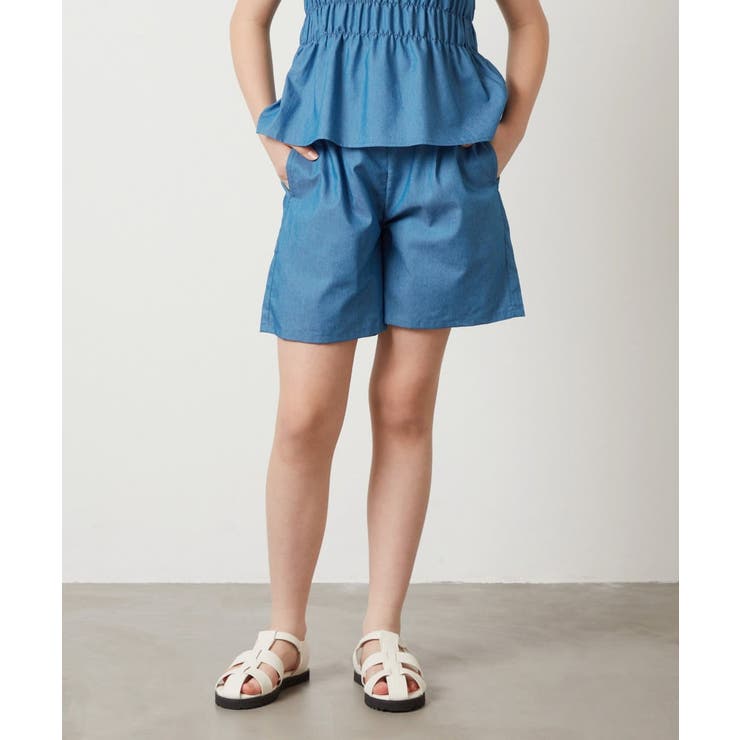ブルー | [100-130]【セットアップ対応】タックショートパンツ | a.v.v【KIDS】