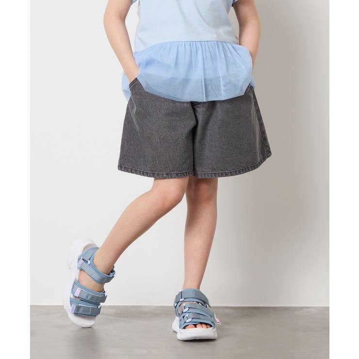 【接触冷感/ジメジメ対策】[100-130]デニムタックキュロット | a.v.v【KIDS】 | 詳細画像1 