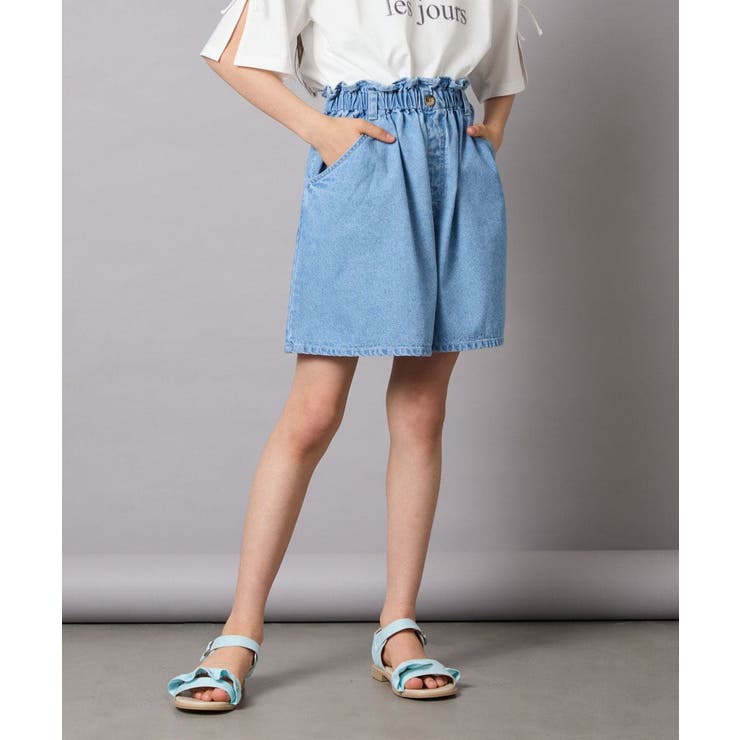 ライトブルー | 【接触冷感/ジメジメ対策】[100-130]デニムタックキュロット | a.v.v【KIDS】