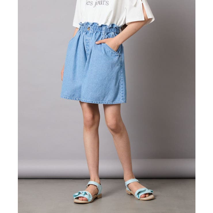 ライトブルー | [160]【接触冷感】デニムタックキュロット | a.v.v【KIDS】