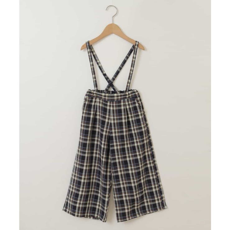 2WAYサスペンダー付きチェックワイドパンツ ＜Le temps