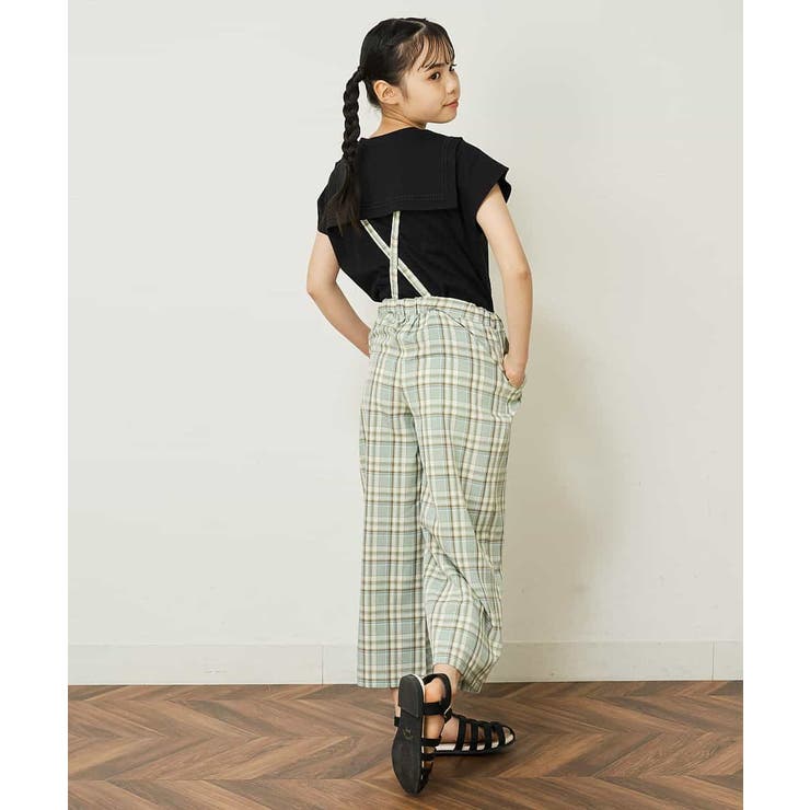 2WAYサスペンダー付きチェックワイドパンツ ＜Le temps