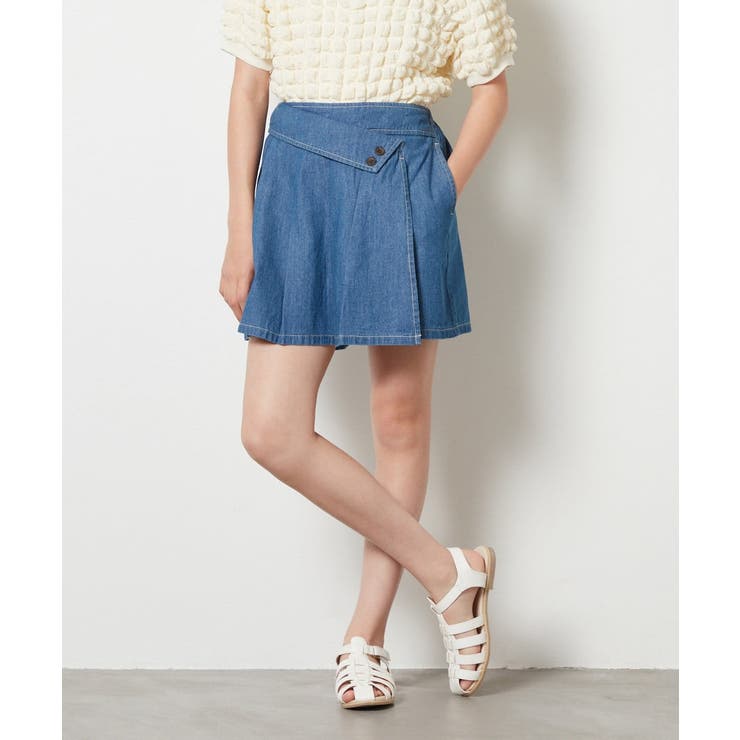 デニム | [100-130]ラッププリーツキュロット | a.v.v【KIDS】