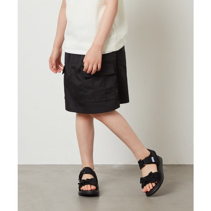 ブラック | [100-130]カーゴポケットスカパン | a.v.v【KIDS】