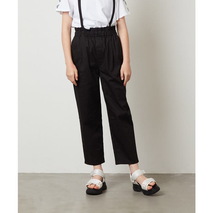 ブラック | [100-130]サスペンダー付きテーパードパンツ | a.v.v【KIDS】