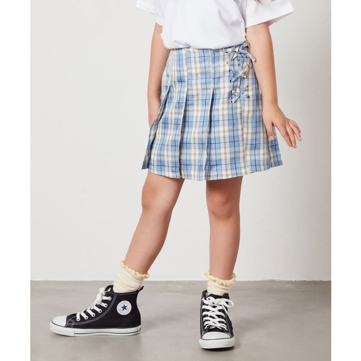 ブルー | [100-130]レースアッププリーツスカパン | a.v.v【KIDS】