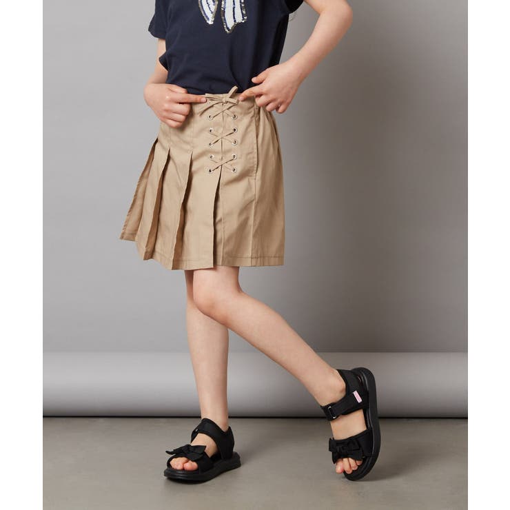 ベージュ | [100-130]レースアッププリーツスカパン | a.v.v【KIDS】