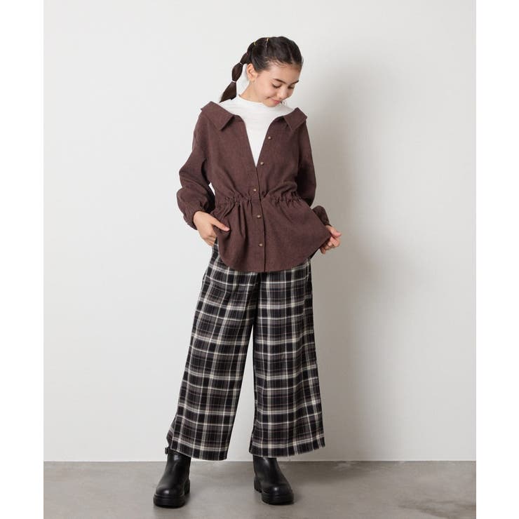 [120-160]サス付きチェックワイドパンツ | a.v.v【KIDS】 | 詳細画像26 