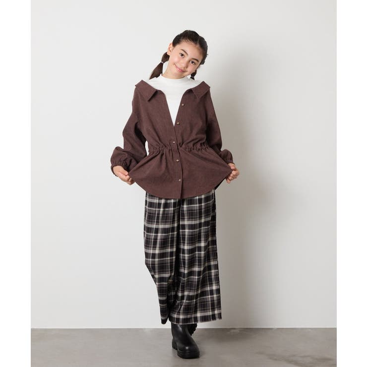 [120-160]サス付きチェックワイドパンツ | a.v.v【KIDS】 | 詳細画像27 