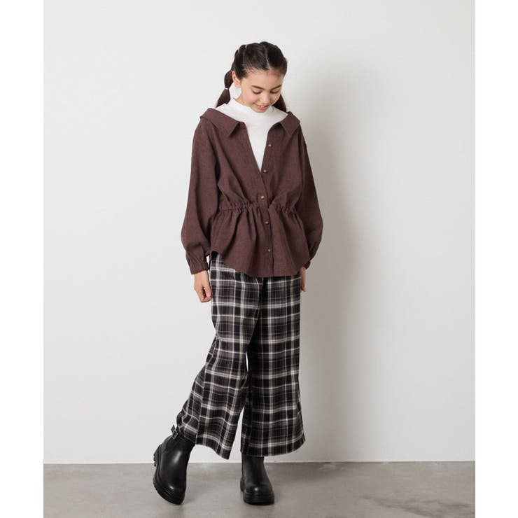 [120-160]サス付きチェックワイドパンツ | a.v.v【KIDS】 | 詳細画像28 