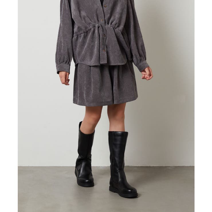 ダークグレー | [140-150]【セットアップ対応】ブライトコールタックキュロット | a.v.v【KIDS】