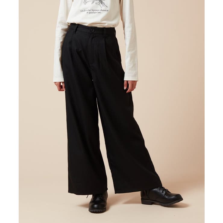 ブラック | [130]ワンタックワイドパンツ | a.v.v【KIDS】