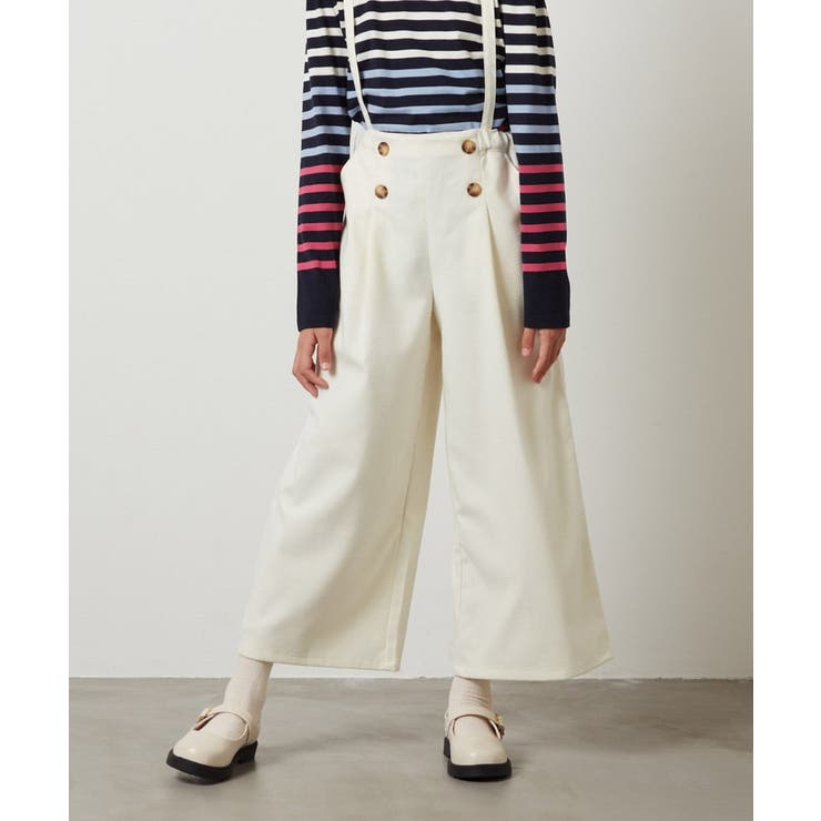 アイボリー | [140-150]【セットアップ対応】サス付きフロントボタンワイドパンツ | a.v.v【KIDS】