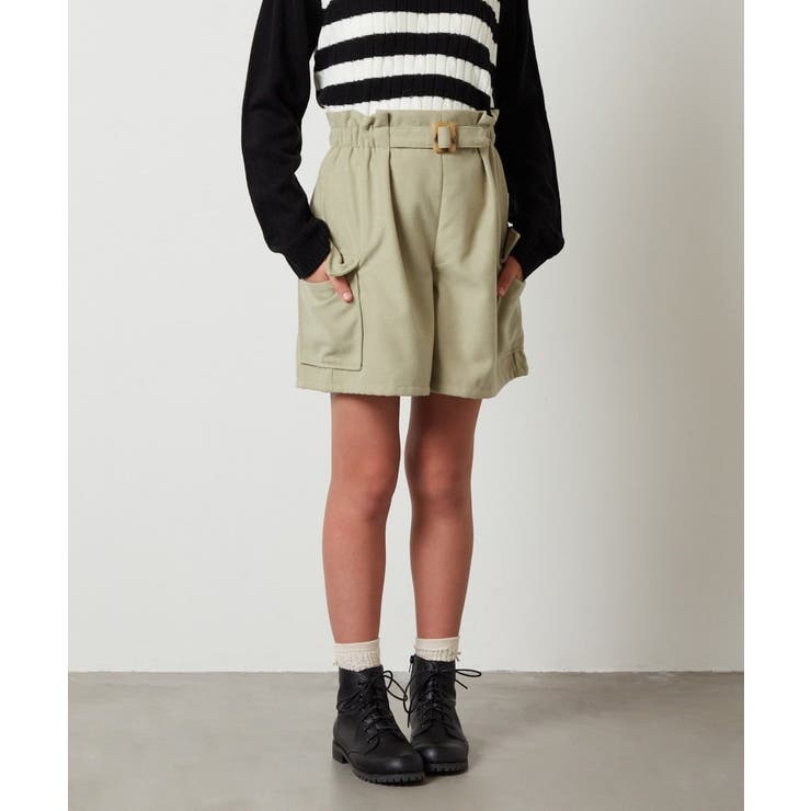 カーキ | [100-130]カーゴポケットキュロット | a.v.v【KIDS】