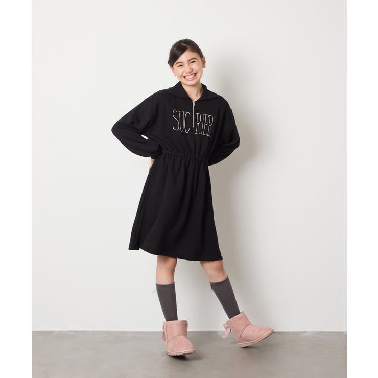 [130-160]ハーフジップロゴトレーナーワンピース | a.v.v【KIDS】 | 詳細画像22 