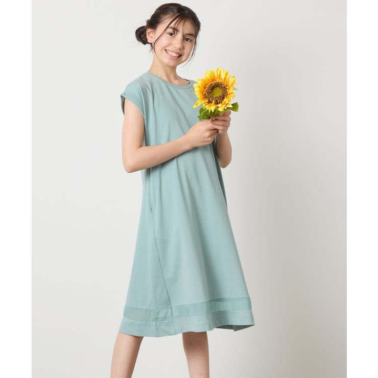 【毛玉になりにくい】[160]シアー切り替えワンピース | a.v.v【KIDS】 | 詳細画像1 