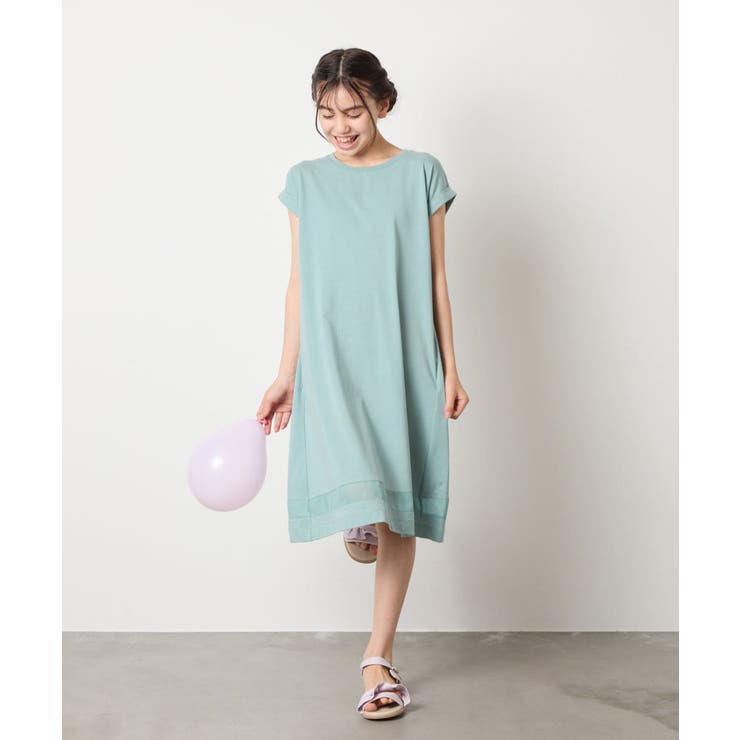 【毛玉になりにくい】[160]シアー切り替えワンピース | a.v.v【KIDS】 | 詳細画像4 