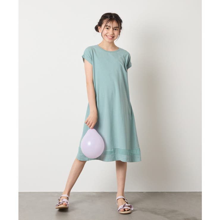 【毛玉になりにくい】[160]シアー切り替えワンピース | a.v.v【KIDS】 | 詳細画像6 