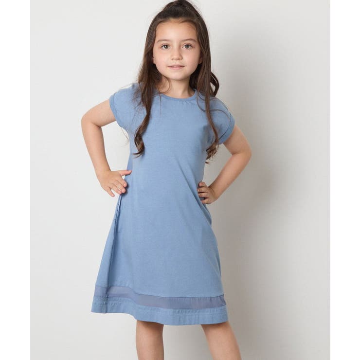 ブルー | 【毛玉になりにくい】[160]シアー切り替えワンピース | a.v.v【KIDS】