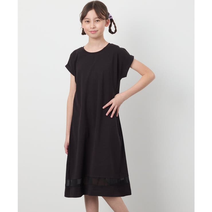 ブラック | 【毛玉になりにくい】[160]シアー切り替えワンピース | a.v.v【KIDS】