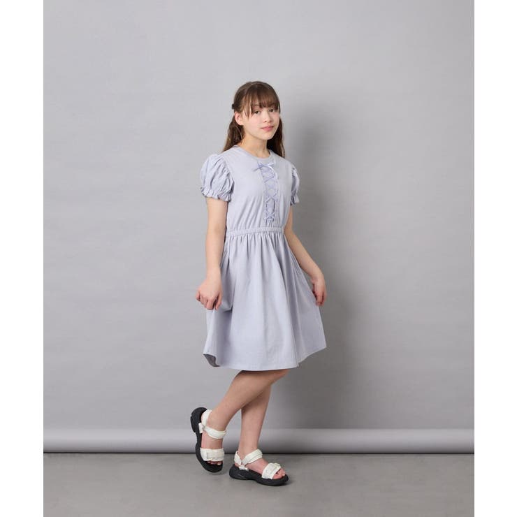 [120-160]【接触冷感/毛玉になりにくい】レースアップフレアワンピース | a.v.v【KIDS】 | 詳細画像22 