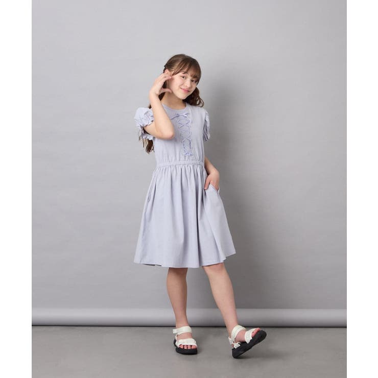 [120-160]【接触冷感/毛玉になりにくい】レースアップフレアワンピース | a.v.v【KIDS】 | 詳細画像24 