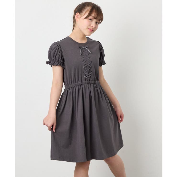 [120-160]【接触冷感/毛玉になりにくい】レースアップフレアワンピース | a.v.v【KIDS】 | 詳細画像27 