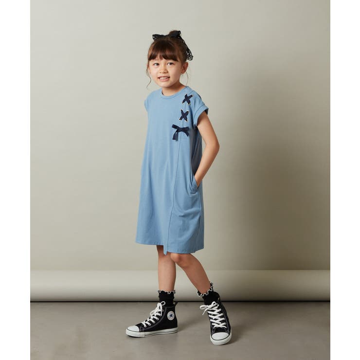 100-130]レースアップカットソーワンピース[品番：ITKW0013093