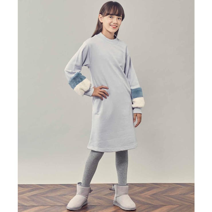 100-130]袖ファートレーナーワンピース [品番：ITKW0006895]｜a.v.v【KIDS】（アーヴェヴェ）のキッズファッション通販｜SHOPLIST（ショップリスト）