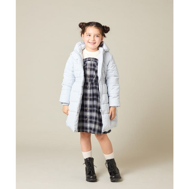 100-160]【フード取り外し可能/お家で洗える】中綿ロングコート[品番