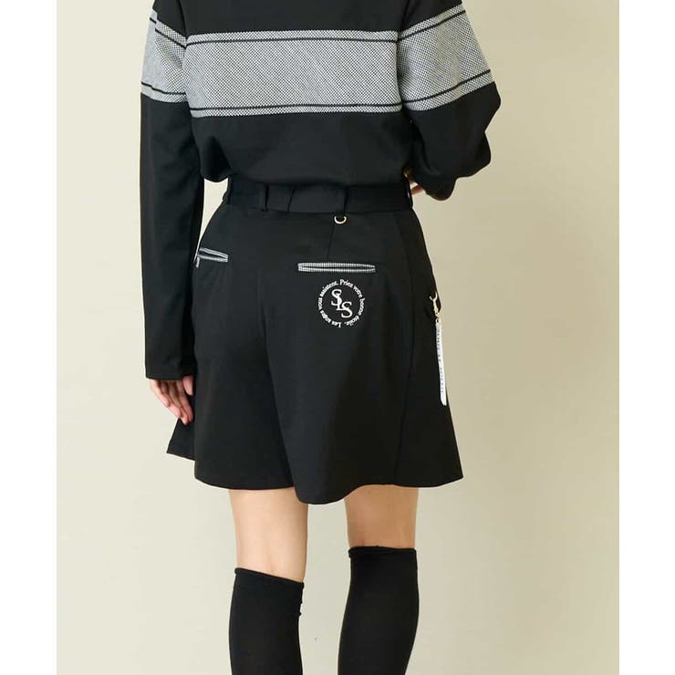 ブラック ゴルフウェア レディース ポロシャツキュロットパンツセットアップ　Ｍ ブラック ゴルフウェア レディース ポロシャツキュロットパンツ