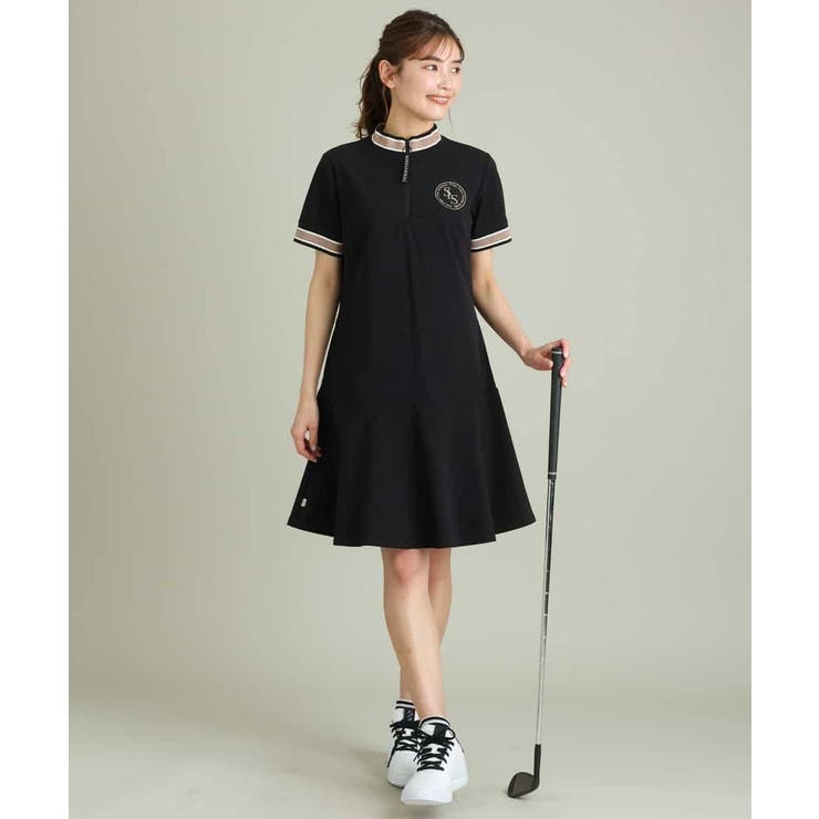 レディースゴルフウエア ハーフZIPモックネックワンピース[品番