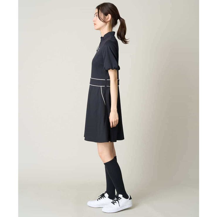 レディースゴルフウエア ハーフZIPモックネックワンピース[品番