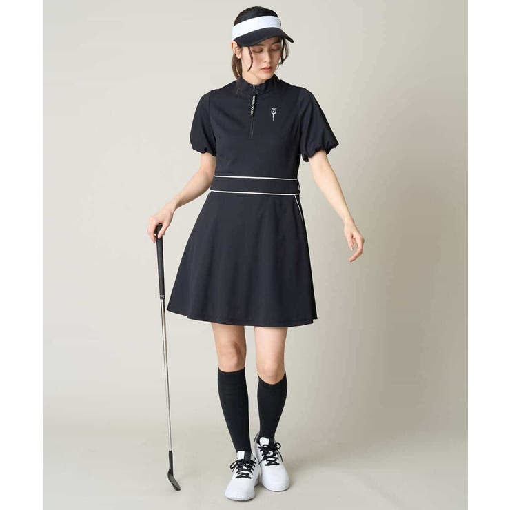 レディースゴルフウエア ハーフZIPモックネックワンピース[品番