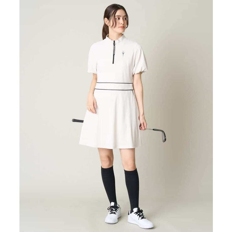 新品　SOUS LE SOLEIL ハーフZIPモックネックワンピース レディースゴルフウエア ハーフZIPモックネックワンピース