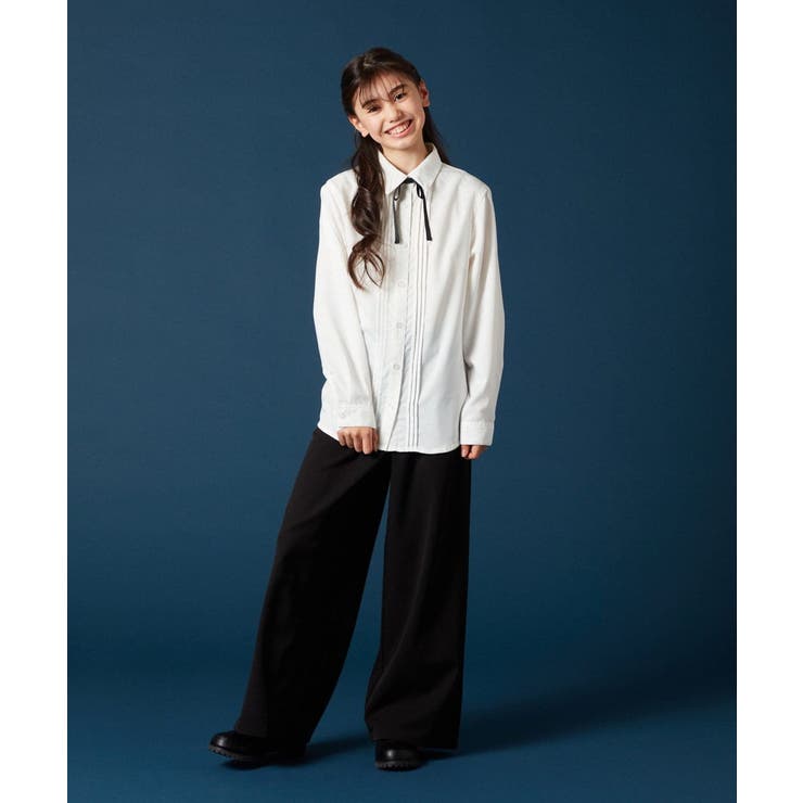 [140-160]【卒服】リボンタイ付きピンタックブラウス | a.v.v【KIDS】 | 詳細画像5 