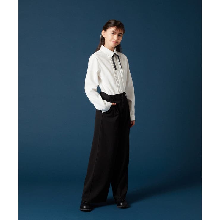 [140-160]【卒服】リボンタイ付きピンタックブラウス | a.v.v【KIDS】 | 詳細画像9 