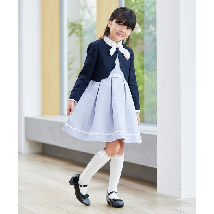 【130】a.v.v フォーマル ワンピース ボレロ 新品 フラワー ジャガード 110-130]【セレモニースタイル】フラワープリントセレモニーワンピース
