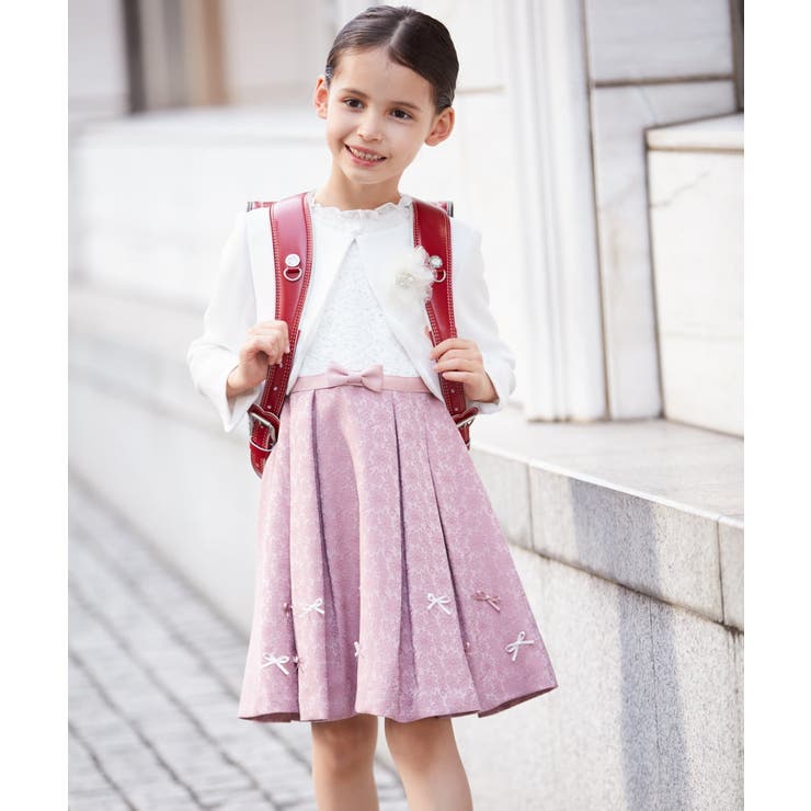 ピンク | [110 130]【セレモニースタイル】レースジャガードフィット＆フレアワンピー… | a.v.v【KIDS】