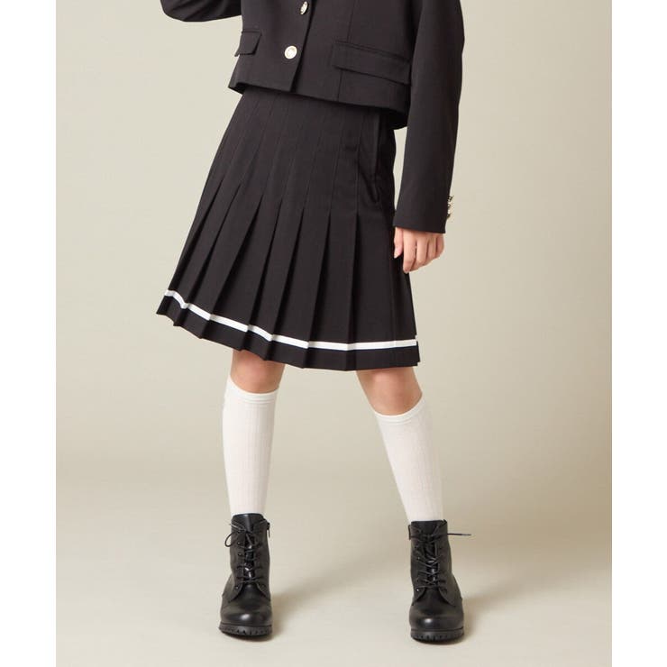 ブラック | [150-160]【卒服】ラインプリーツスカート | a.v.v【KIDS】