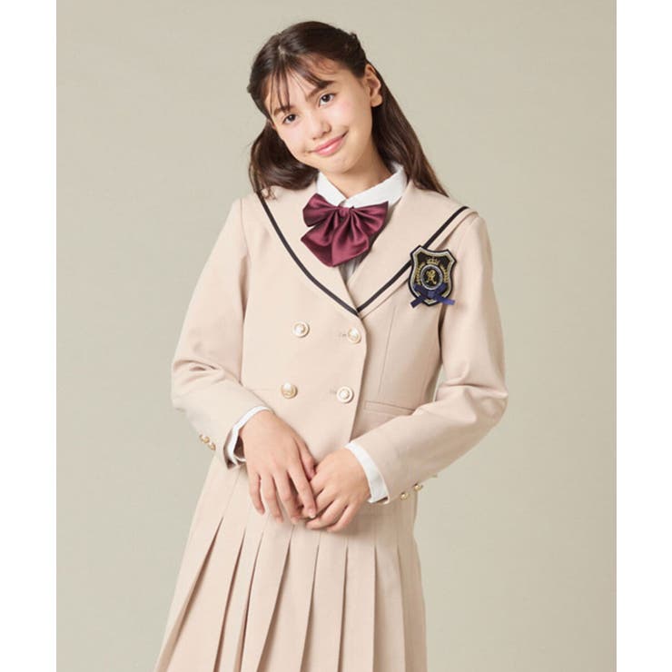 ベージュ | [150-160]【卒服】【エンブレム付き】配色セーラーカラージャケット | a.v.v【KIDS】