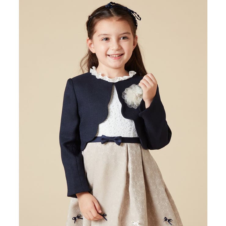 ネイビー | [100-130]【結婚式/セレモニー/オケージョン】スカラップジャケット | a.v.v【KIDS】