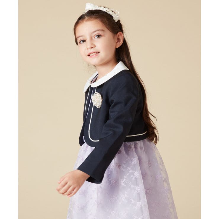 [100-130]【結婚式/セレモニー/オケージョン】パール調衿付きボレロ | a.v.v【KIDS】 | 詳細画像3 