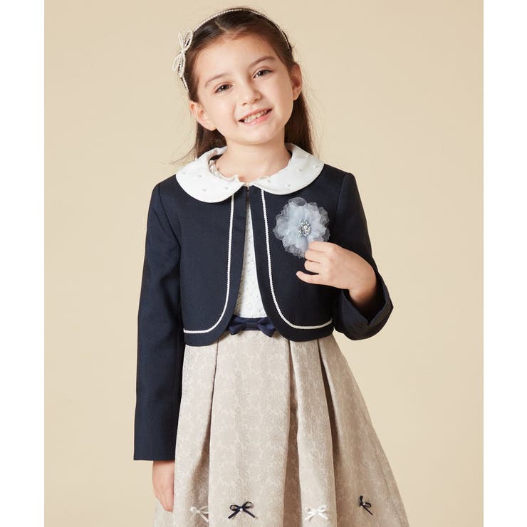 [100-130]【結婚式/セレモニー/オケージョン】パール調衿付きボレロ | a.v.v【KIDS】 | 詳細画像7 